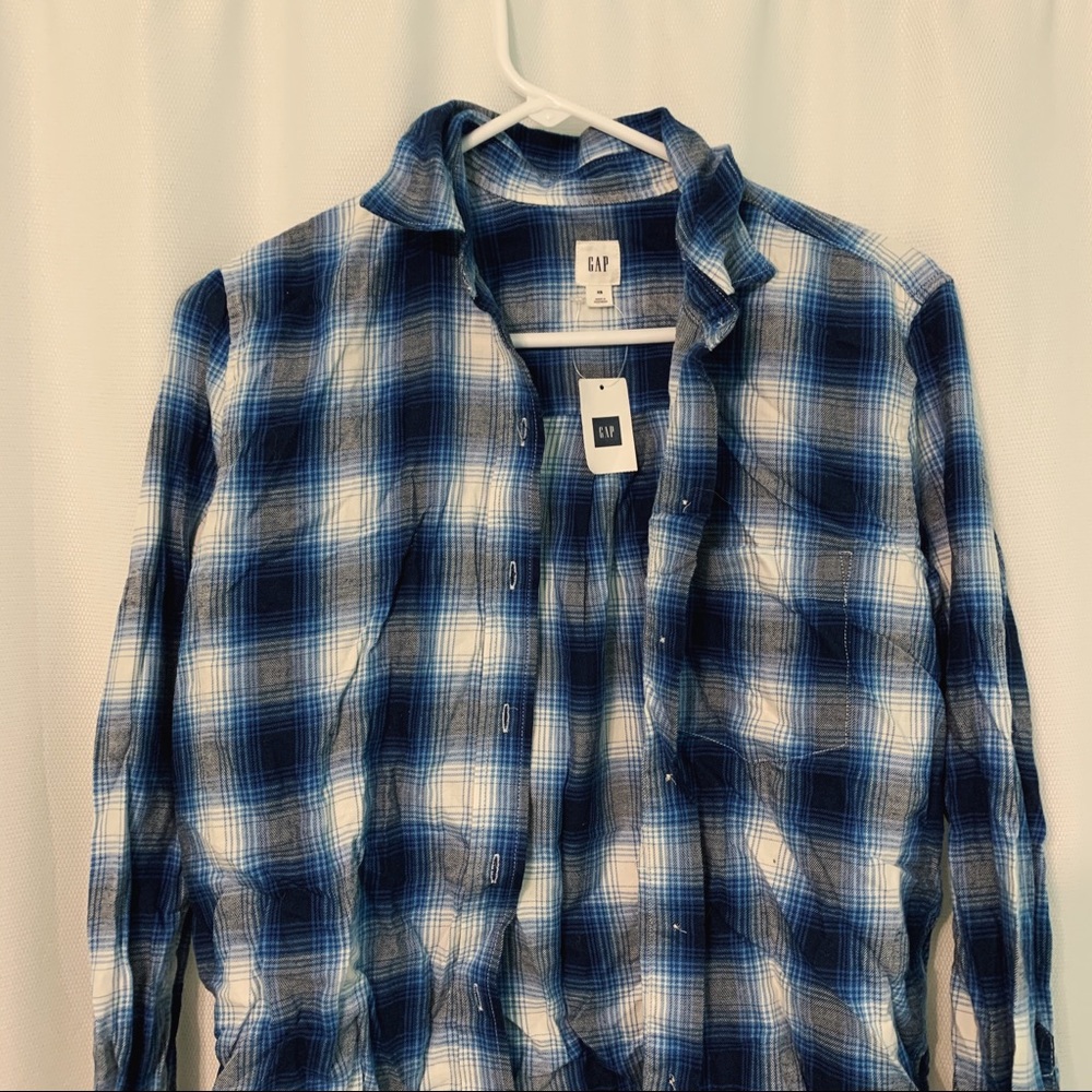 NWT blue & white GAP flannel